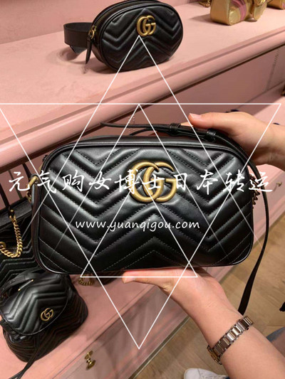 古驰/Gucci · GG·Marmont  黑色波浪纹相机包